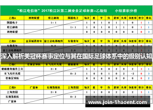 深入解析美冠杯赛事定位与其在国际足球体系中的级别认知